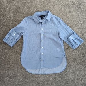 POLO Ralph Lauren lightweight thin cotton denim look button down shirt girls 6T